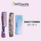 Midazzle Daily Comb For Styling | Hair Comb For Men and Women - Multicolor - Set of 3 (MIDC00005)