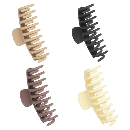 Large Claw Clips for Thick Hair, 4.3" Matte Big Hair Clamps, Non-Slip Hair Accessories for Women & Girls Multicolor(Pack of 4)