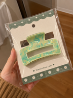 Mint Green Marble-Effect Large Hair Claw Clip