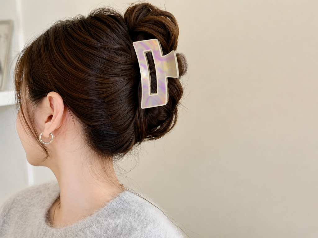 Premium Pearl Marble Large Hair Claw Clip for Women & Girls | Strong Hold Stylish Hair Catcher