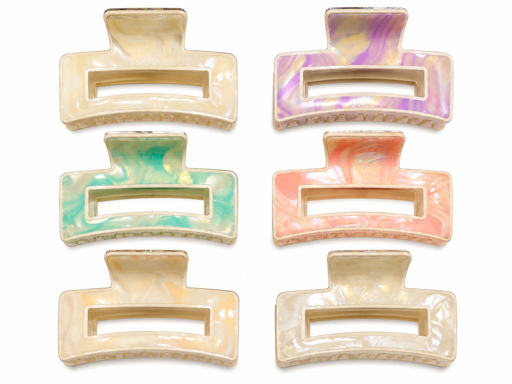 Premium Pearl Marble Large Hair Claw Clip for Women & Girls | Strong Hold Stylish Hair Catcher